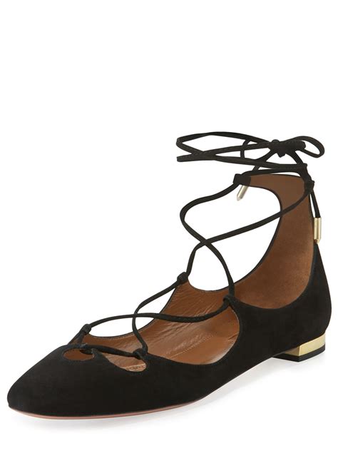 aquazzura lace up flats.